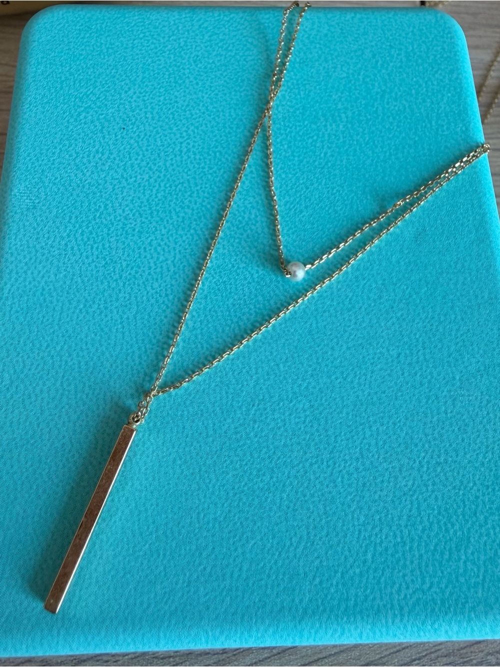 Gold Bar Pendant Layered Necklace - Minimal Women's Jewelry
